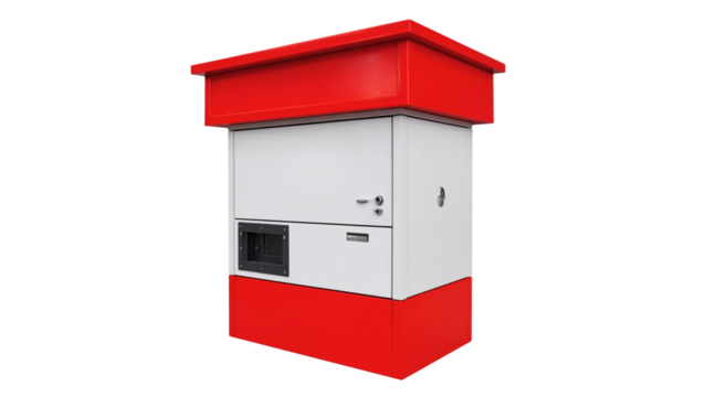 Red isolated 3D model of a house mailbox, a symbol of communication and design