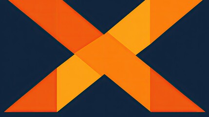 Obraz premium Geometric design with orange and navy blue triangles.