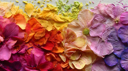Artistic Gradient of Pressed Flower Pigments in Nature