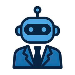 Blue Robot in Suit on Dark Background