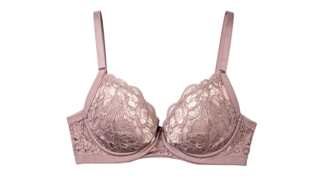 Pink lace bra and panties set, isolated on white, a perfect fashion lingerie gift