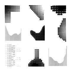 Set of pixel icons monochrome. Abstract minimal element century vector set. Aesthetic contemporary stripe line art, geometric shape in monochrome. Art form design for wall art, decoration, wallpaper.