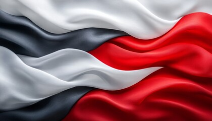 Flowing Abstract Waves of Red, White, and Black A Dynamic and Elegant Background Design