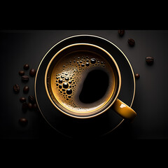 Time to drink coffee, coffee break in modern style. Coffee cup with hot coffee and roasted coffee beans on bright color background. Creative stylish vector poster.
