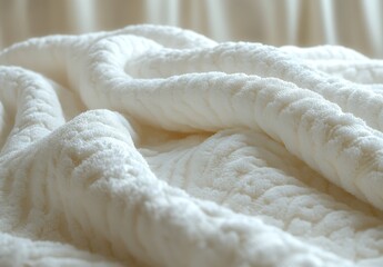 White blanket mockup with soft texture draped in natural light


