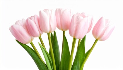 Obraz premium High-Quality PNG Pink Tulips Isolated on White Background