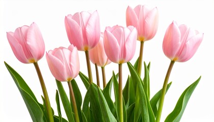 Fototapeta premium High-Quality PNG Pink Tulips Isolated on White Background