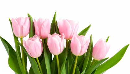 Fototapeta premium High-Quality PNG Pink Tulips Isolated on White Background