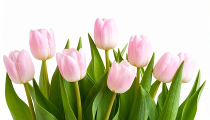 High-Quality PNG Pink Tulips Isolated on White Background