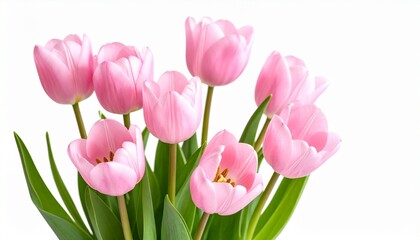 Fototapeta premium High-Quality PNG Pink Tulips Isolated on White Background