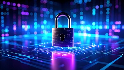 Cyber Security Padlock Digital Lock.