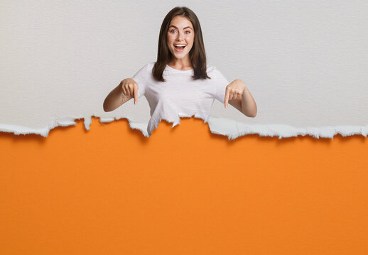 Top and Bottom Torn Paper Mockup