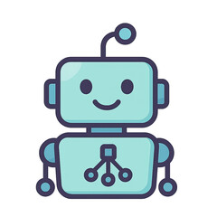 Obraz premium Friendly Teal Robot Cartoon Illustration