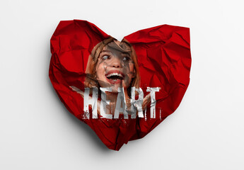 Crumpled Paper Heart Mockup