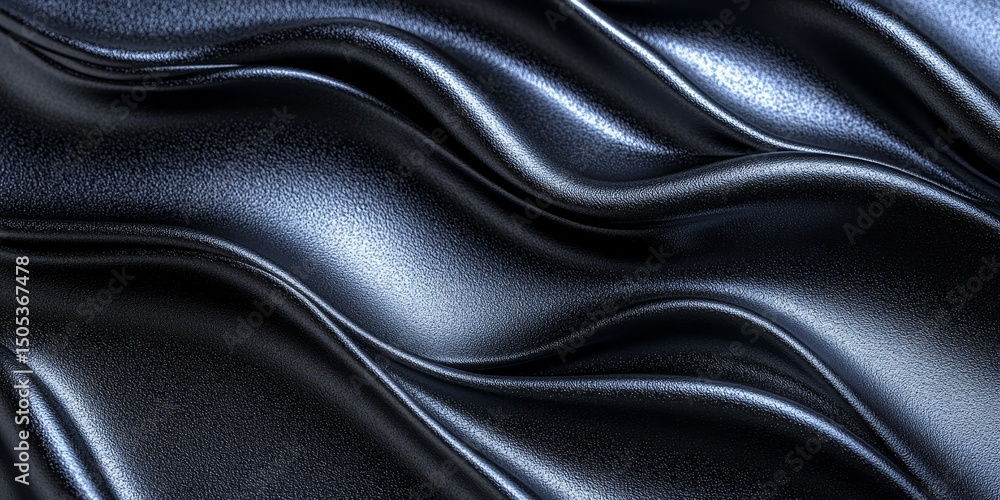 Poster dark. abstract wave dynamic flow, satin fabric ripples texture pattern 3d background.,,,,,,..
