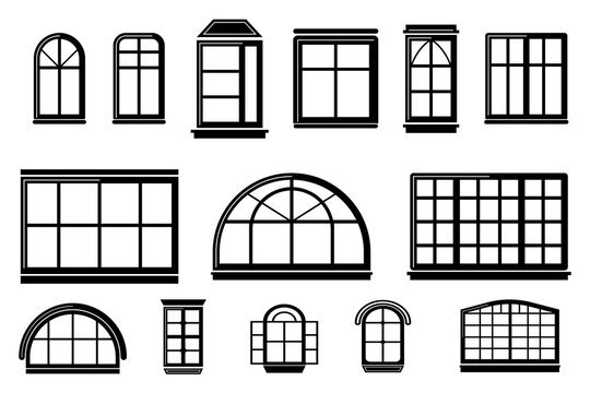 PNG window frame outline icon building house interior design vector pane glass wooden shutter home louver architecture flat


