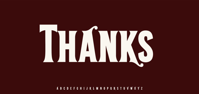 Thanks for subscribers, bold serif text with flourish in vintage alcohol label style. Classic decorative typography for greeting card, logo, headline. Vector illustration.