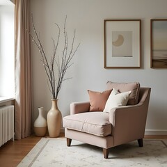 Embracing Elegance: Cozy Armchair and Ceramic Vases for Home Decor