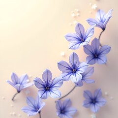 Ethereal Blue Violets: A Dreamy Dance on Warm Ivory