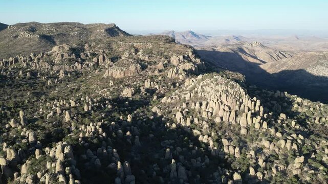 Rock formations in Valle de los Monjes, seen from above in Creel, Chihuahua, Mexico