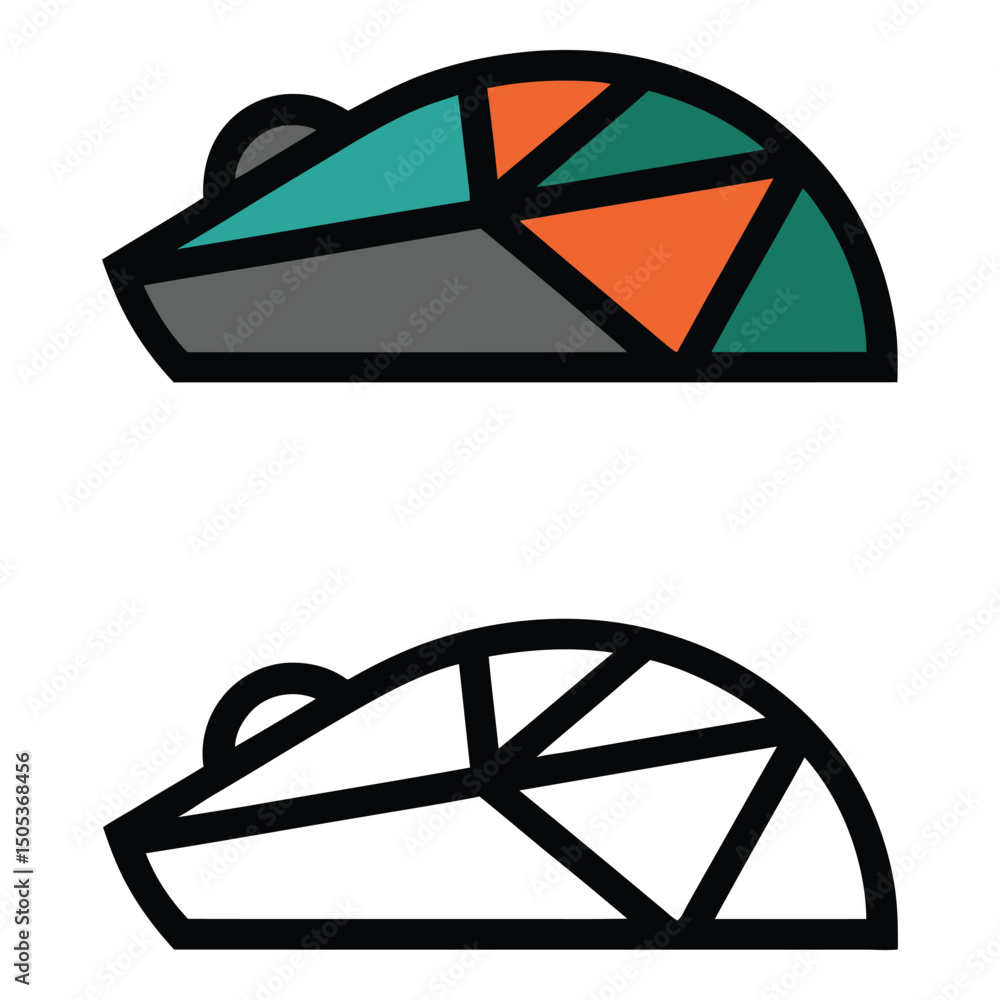 Poster vector art of geometric mouse illustration isolated on white background with colorful triangular des