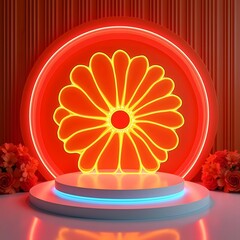 Radiant Blossoms: Mesmerizing Neon-lit Stage Sets the Scene for Stunning Nail Polish Display