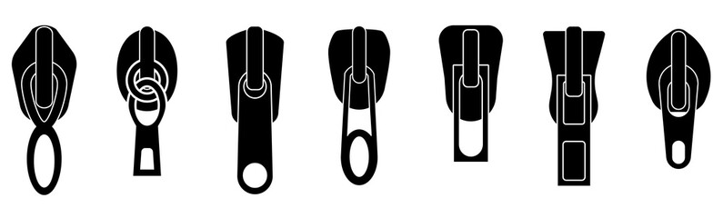 PNG zipper icon vector fashion fastener metal zip clothing accessory flat silhouette stitch pull...