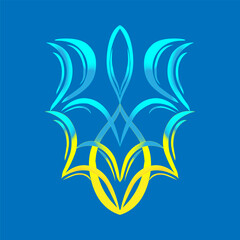 National symbols of Ukraine. Two-tone coat of arms of Ukraine. Vector illustration
