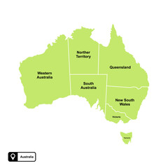 Vector map of Australia country isolated on transparent background