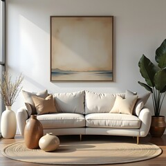 Curved Loveseat Charm: A Rustic Peace Living Room Inspiration