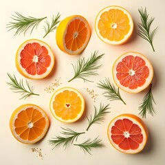 Sun-kissed Grapefruits and Dill on White for a Fresh Look