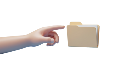 3d Hands With Document Icon Or Folder Icon isolated on transparent background, Office Folder, PNG 