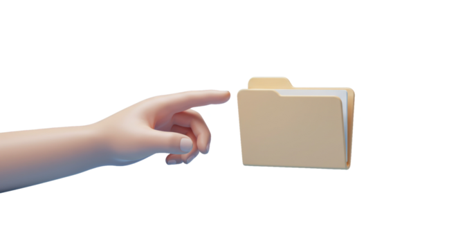 3d Hands With Document Icon Or Folder Icon isolated on transparent background, Office Folder, PNG 
