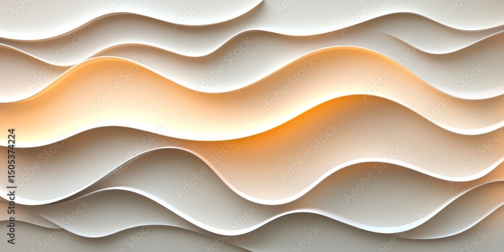 Poster 3d wave texture pattern with soft lighting. abstract minimalist design, elegant white background