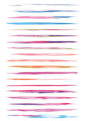 Collection of different Hand drawn colored brush strokes isolated on white background. Collection of hand drawn templates. Can be used and edit easily. Perfect for digital art, banners. EPS 10