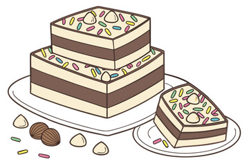 Delicious layered cake with sprinkles and nuts
