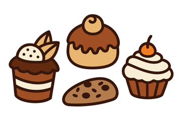Cute cartoon cupcakes cookies and sweets collection
