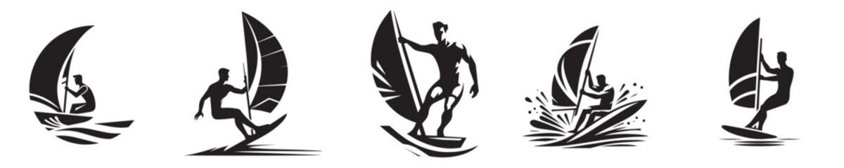 vector silhouette of a windsurfer