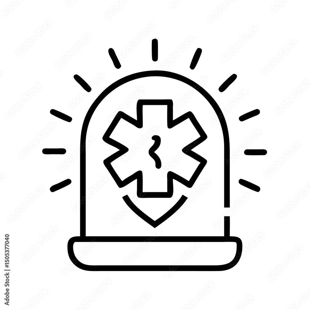 Poster emergency services symbol with a minimalist design in black and white on a simple background