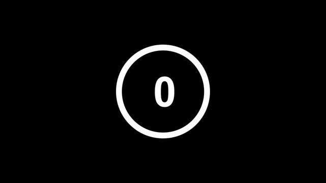 Circle 5 seconds countdown animation isolated on black background