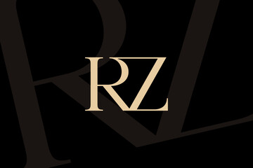 RZ or ZR letter logo icon design. Classic style luxury initials monogram.