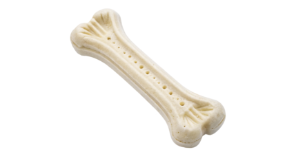 White Bone-Shaped Dog Chew Toy for Pet Dental Health and Entertainment Isolated on transparent Background