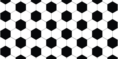 Seamless vector illustration of black and white soccer ball pattern background.