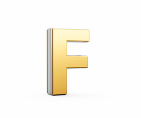 Golden Capital Letter F Gleams With Sleek Modern Design Bold Font With Sharp Edges 3D Illustration