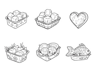 ice tray line art simple clean outline style vector design