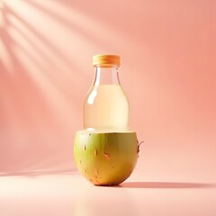 Coconut Water Serenity: Radiant Refreshment on Rose Background