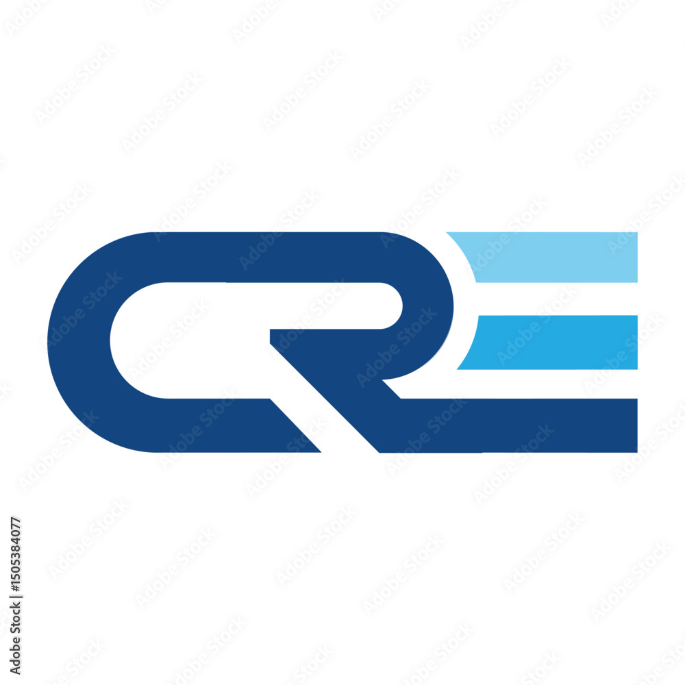 Fototapete the image shows a flat monogram logo design of an initial letter cre in blue color that looks clean 
