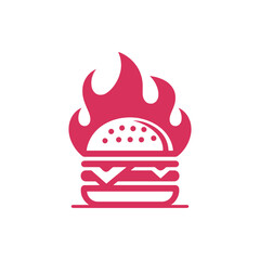 vector illustration of a fire burger logo design