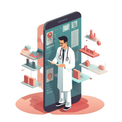Doctor using phone for medical analysis
