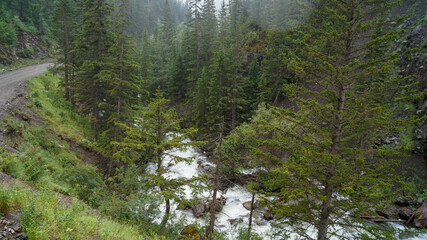 mountain creek in the rainy weather